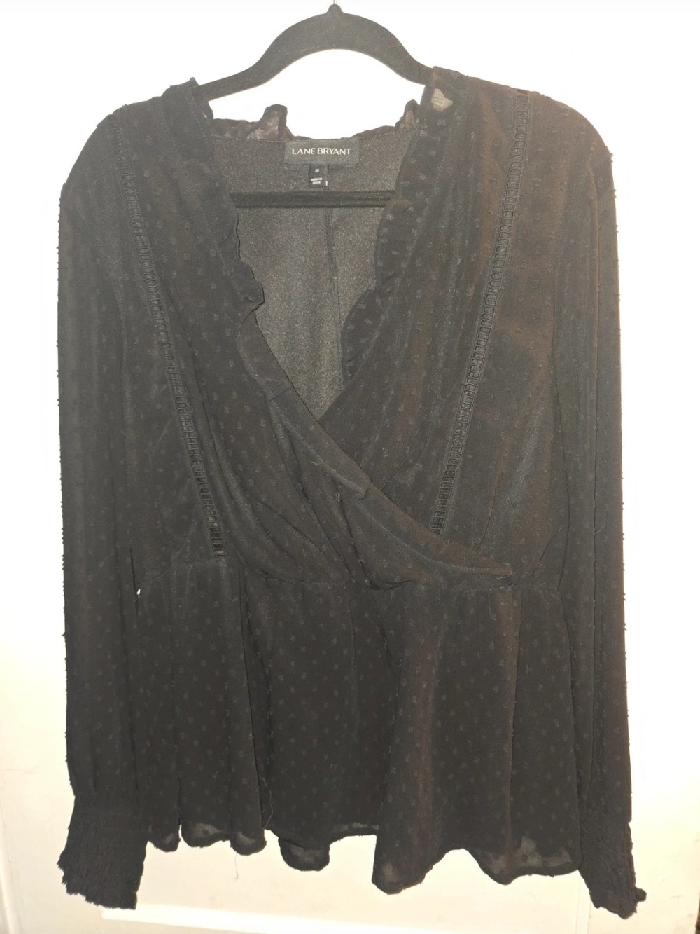 Lane Bryant Black Sheer Wrap Blouse